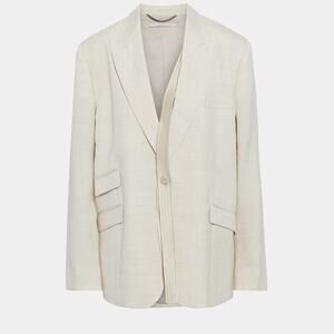 Stella McCartney Light Peach Front Button Viscose Linen Blazer Jacket 42